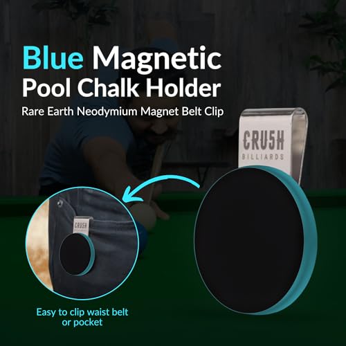 Ultra-Grip Magnetic Chalk Holder Clip - Neodymium Belt Clip for Secure Cue Chalk, Pool Stick Chalk Holder, Ideal for Billiards & Pool Accessories, Cue Stick Magnetic - color: Blue