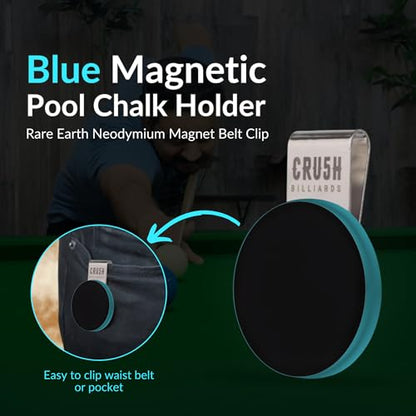 Ultra-Grip Magnetic Chalk Holder Clip - Neodymium Belt Clip for Secure Cue Chalk, Pool Stick Chalk Holder, Ideal for Billiards & Pool Accessories, Cue Stick Magnetic - color: Blue