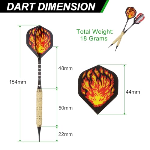 PATIKIL Soft Tip Darts Set Darts Plastic Tip - 12 Pcs 18 Gram with Tip Plastic Darts 100 Extra Dart Tips 42 Dart Flights for Electronic Dartboard