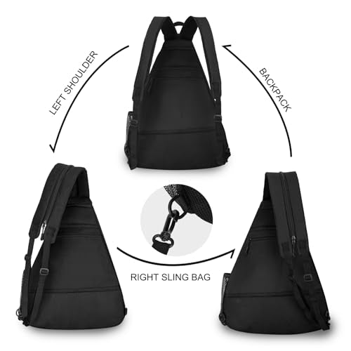 Goloni Pickleball Bag for Women Men, Convertible Pickleball Backpack Sling Bag with Fence Hook, Waterproof Polyester Paddle Bag with Multiple Compartments - color: Black
