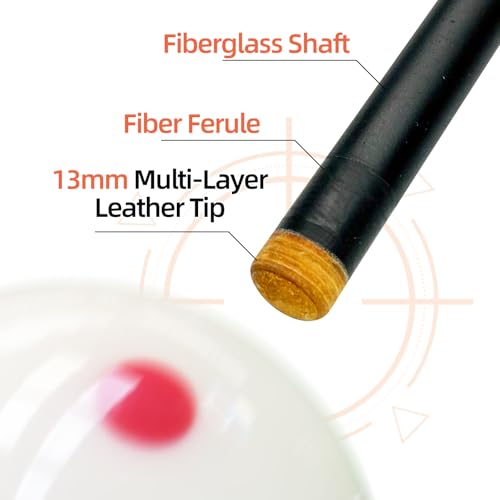 57 Inch Pool Cue Stick - 13mm Fiber Ferrule Tip, Maple Birch Wood Billiard Cue with Chalk & Glove | Explosion-Proof Joint for Home, Bar, Billiard Hall - style: Single leopard pattern carbon rod