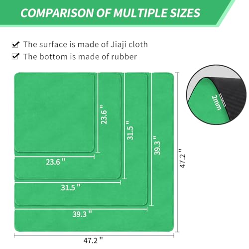 Square Large Tabletop Game Playmat,Used for Playing Poker,Mahjong,Playing Cards,and Role-Playing Games, with Thick Seam Edge,Waterproof,and Anti Slip(60 * 60cm*2mm) Green - color: 60*60*0.2cmGreen, size: 60*60*0.2cm