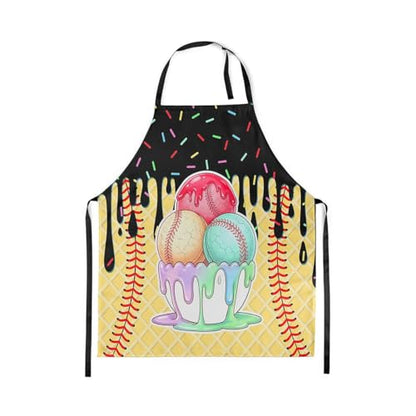 Castle Fairy Ice Cream Drip Baseball Kids Kitchen Apron - color: Yellow Black