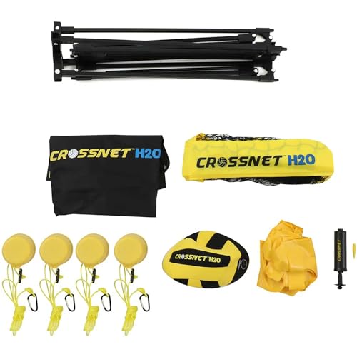CROSSNET H2O Volleyball Pool Game - Four Square Net - Quick Assemble & Portable - Perfect Pool Toys for All Families W/Accessories