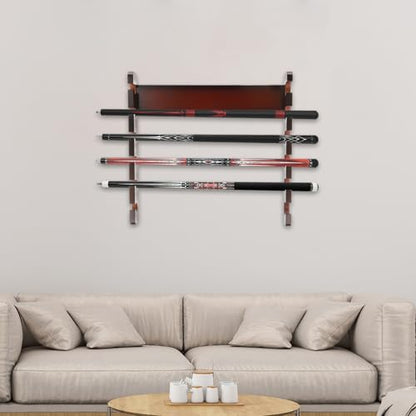 6 Sticks Pool Cue Rack, Wall Mounted Billiard Cue Holder, Modern Horizontal Pool Organizer Wooden Pool Billiard Stick Pool Table Accessories for Play Room, Home Garages, Billiard Halls