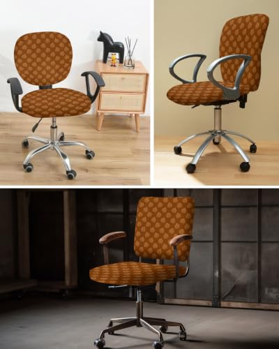 Savannan Office Chair Cover, Fall Thanksgiving Pumpkin Seamless Protective Stretch Elastic Universal Cover for Desk Task Chair,Computer Rotating Chair 1 Pcs Burnt Orange