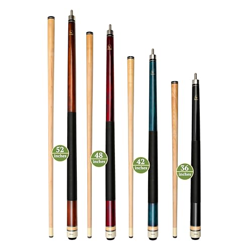 ASKA Short Pool Cue Sets, Canadian Maple Billiard Cue Sticks, 13mm Tip, 5/16x18 Joint, Multi-Set Options for Home & Game Rooms - style: Set of 4 Cue, LCS4