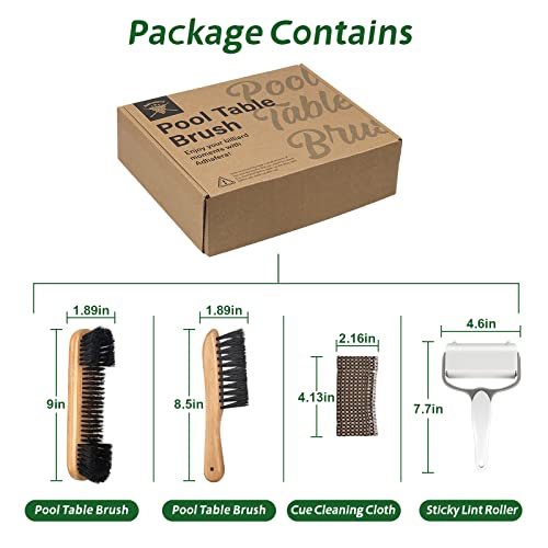 Adhafera Pool Table Brush Cleaner Kit, Brush Made of Pure Solid Wood and Nylon Bristle, Snooker Accessories for Snooker Table - color: Burlywood-4-tool