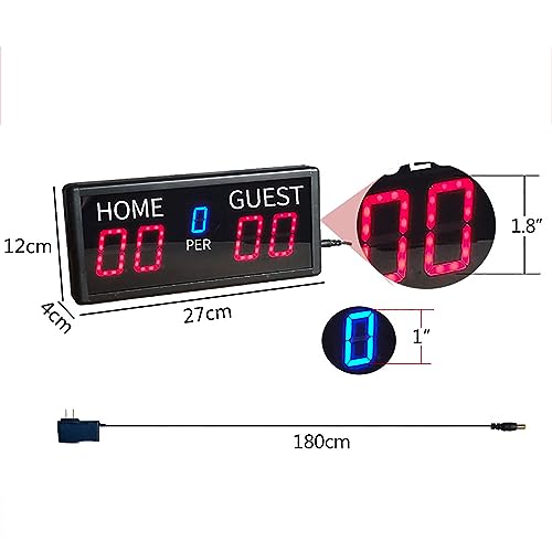 TsoLay Tabletop Electronic Scoreboard, 5 Digit Electronic Basketball Scoreboard with Remote and Buzzer, 6 Levels of Brightness Adjustment, for Indoor&Outdoor Game, Baseballl/Shuffleboard/Billiard