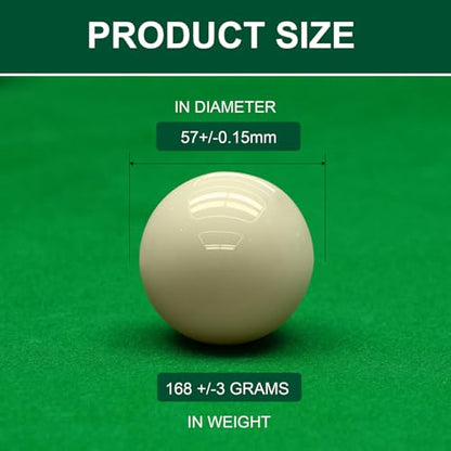 HMQQ 2 1/4" Pool Cue Ball and Professional AAAA Grade Billiards Balls, White Cue Ball, Set of 1,6oz - style: White Cue Ball