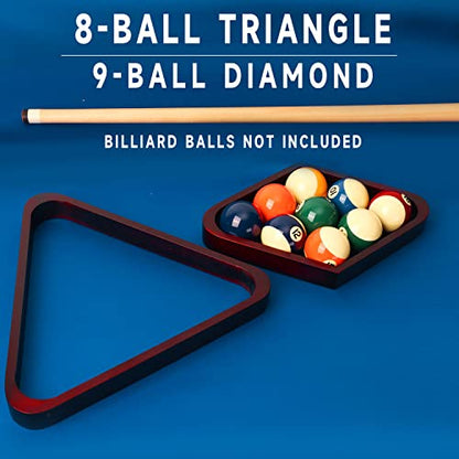 GSE Games & Sports Expert Solid Wood Billiard 8-Ball Triangle / 9-Ball Diamond Pool Ball Racks for 2-1/4" Pool Balls, Pool Table Accessories - color: Mahogany, style: Triangle & Diamond Racks