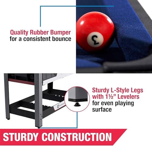 MD Sports Combination Games Multiple Styles Arcade Collection, Billiards, Ping Pong, Hockey, Basketball and Foosball Combination Kit Comes with All The Basics - style: 48 In. Swivel (2-in-1)