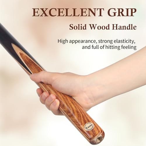 Kmise 3/4 Split Snooker Pool Cue, Handcraft, 4-Face Spliced Professional Snooker Pool Stick, Pool Sticks for Adults, with 2 Extension Cues, Complete Cue Set（18oz）