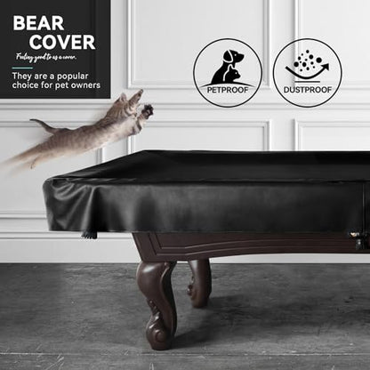 Heavy Duty Leatherette Billiard Pool Table Cover, Waterproof & Tearproof Cover for Pool Table 7/8/9FT (Black/Faux Lambskin, 8FT-(100"LX 56"WX 8“H)) - color: Black/Faux Lambskin, size: 8FT-(100"LX 56"WX 8“H)