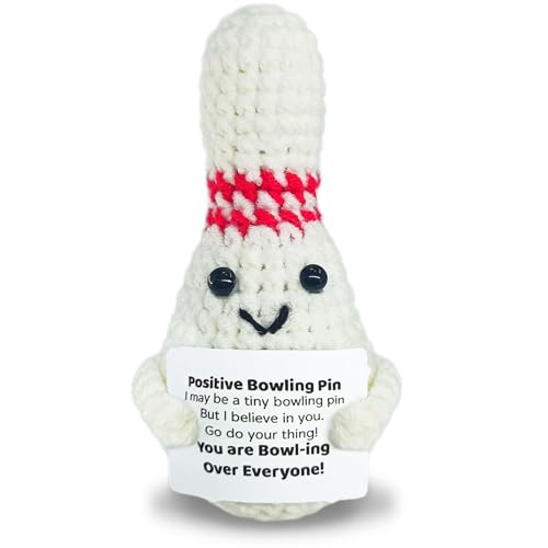 Positive Crochet Bowling Ball,Handmade Collectible Bowling,Cute Emotional Support Decor,Creative Bowlingball with Encouraging Card Funny Positive Gifts for Family Friends - color: Bowling