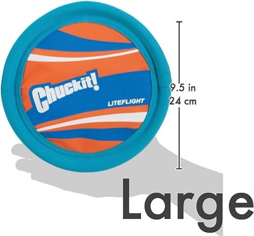 Chuckit! Lite Flight Dog Fetch Toy, Large (10 Inch Diameter) - color: Blue/Orange, size: 10 in