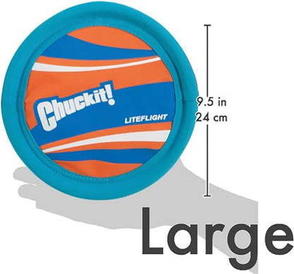 Chuckit! Lite Flight Dog Fetch Toy, Large (10 Inch Diameter) - color: Blue/Orange, size: 10 in