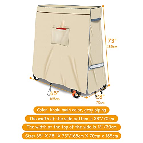 Table Tennis Table Cover for Foldable Ping Pong Tables | Front Zipper Access Design,Storage Pocket,Windproof Adjustable Fastening,Indoor and Outdoor Use