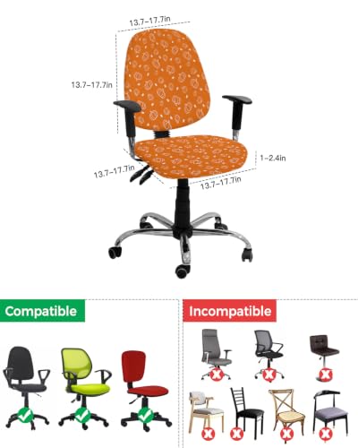 Savannan Office Chair Cover, Fall Thanksgiving Pumpkin Seamless Protective Stretch Elastic Universal Cover for Desk Task Chair,Computer Rotating Chair 1 Pcs Sketch Art