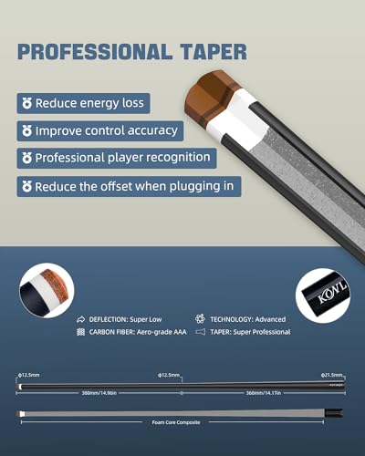 KONLLEN Carbon Fiber Pool Cue 2.0, 58-inch Low Deflection Billiard Stick for Adults with 12.5mm Tip and Pro Taper - color: 017 AMG-1F 2.0 -Green