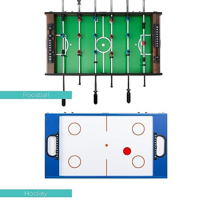 Best Choice Products Multi-Game Table Series – Interactive Game Tables for Kids with Foosball, Air Hockey, Billiards, Ping Pong & More | Childrens - color: 4-in-1 Dark Wood