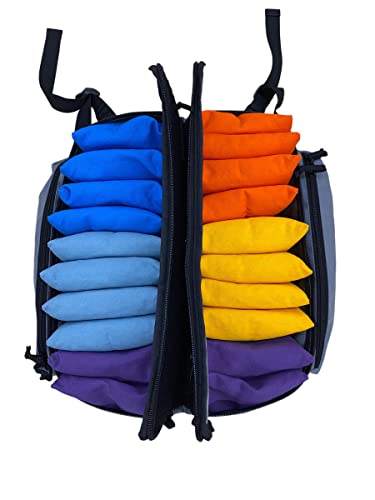 Cornhole Backpack -16 to 24 Bean Bags- Bag Set, corn hole Book bag - Professional Cornhole Carrying Case- Storage, Pockets & Adjustable Straps - Cornhole Accessories *NEW and improved!