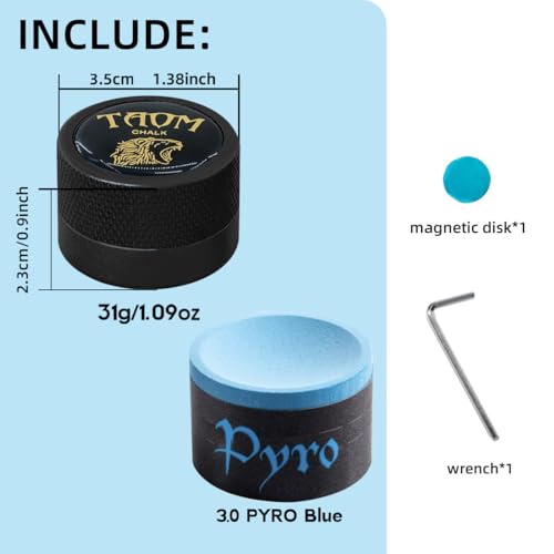 TAOM Pool Chalk Holder Round Shaped Practical Tool Billiards Accessories Magnetic Mini Chalk Tip Case Container Round Box Billiards - color: 5-Black Holder with Blue Chalk