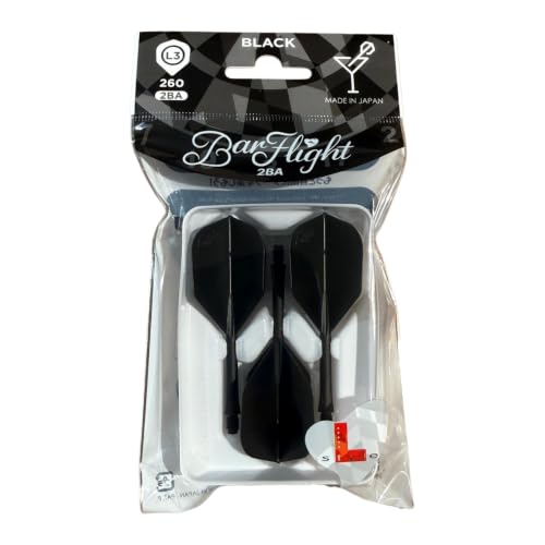 L-style BarFlight One-Piece Dart Flight and Shaft – L3 Shape – 26mm - color: Black