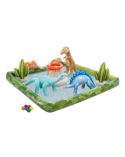 INTEX Jurassic Adventure Inflatable Kiddie Pool with Water Sprayer, Slide & Dinosaurs - 79" x 79" x 14" - Ages 2+ - color: Multicolor, size: 79" x 79" x 14"