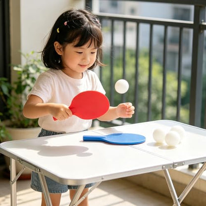 1 Set Portable Table Tennis Racket Set for Kids, Red Blue Plastic Paddles with 4 Balls, for Backyard, Beach, Travel, Camping & Family Gatherings