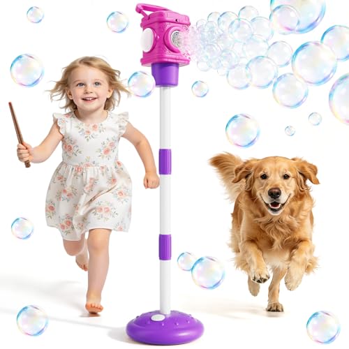 Bubble Machine for Kids, Remote Control Street Lamp Bubble Machine with Lights, Automatic Standing Bubble Tower, Outdoor Bubble Torch Toys for Wedding Summer Bubble Maker for Kids Ages 3 4 5 6 7 8 9