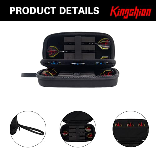 Dart Case for 6 Steel Tip Darts and 3 Flights, Hard Shell Storage Box with Foam Insert and Zipper, Portable Dart Holder for Travel and Competition