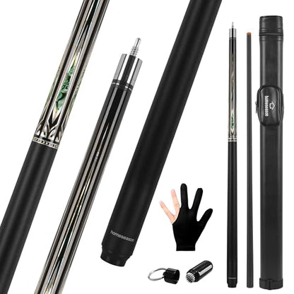 HomeSeason Glass Fibre Pool Cue Stick 58" Billiard Cue Sticks Professional Low Deflection Pool Sticks - color: D with bag