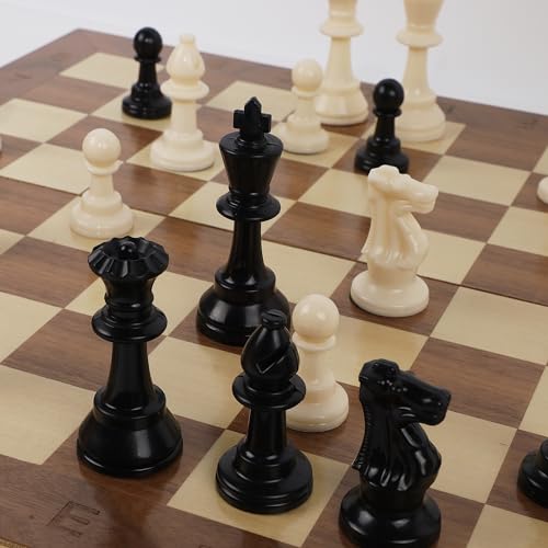 Juegoal Plastic Chess Pieces Only, 32 Pieces Each Chessmen Pieces, 3.75 Inch King Figures Chess Game Pawns Figurine Pieces, Replacement of Missing Piece