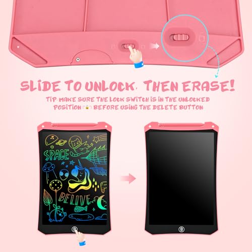 EooCoo Toddler Toys, LCD Writing Tablet for Kids 2 Pack, Toddler Travel Essentials Drawing Pad, Mess Free Coloring Books, Road Trip Activities, Age 3-5 Girls Boys Gifts - 8.5 Inch - color: 8.5”Pink&Blue