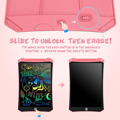 EooCoo Toddler Toys, LCD Writing Tablet for Kids 2 Pack, Kids Travel Essentials Drawing Pads, Toddler No Mess Coloring Sensory Educational Learning Toys, Age 3-5 Boys Girls Gifts - 10 Inch - color: 10”pink&blue