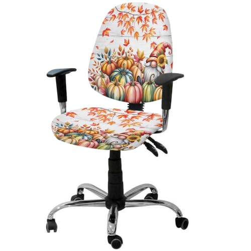 Savannan Office Chair Cover, Ombre Pumpkin Thanksgiving Leaf Protective Stretch Elastic Universal Cover for Desk Task Chair,Computer Rotating Chair 1 Pcs Maple Leaves Retro Board