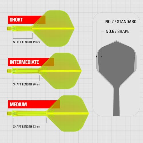 Target Darts K Flex Integrated Dart Flights And Shafts, No.2 | Pack Of 3 K-Flex - No2, Kflex All In One Moulded Dart Flight & Stem Lengths: Short, Intermediate & Medium | Professional Dart Accessories - color: Yellow