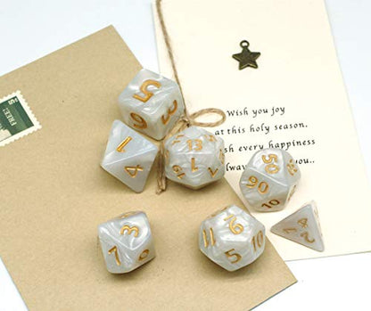 Dice- 25mm DND RPG Dice Set for Dungeons and Dragons D&D Pathfinder MTG Role Playing Dice Giant White Polyhedral Dice with Dice Bag - color: White