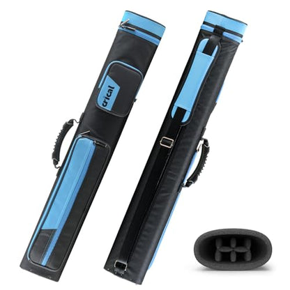 CRICAL Pool Cue Case 2x4 Hard Pool Stick Case Holds 2 Butts and 4 Shafts for Adults Billiard Cue Case with Soft Shoulder Straps - color: upgrade-blue