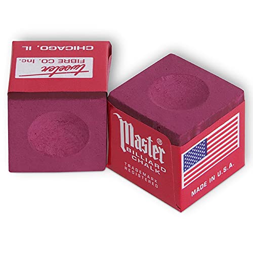 Master Billiard Pool Cue Chalk Premium Quality - 1 Dozen - Made in The USA + 2 pcs of Quality Billiard Pool Table Spots by Tweeten Fibre Co. - color: Burgundy