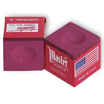 Master Billiard Pool Cue Chalk Premium Quality - 1 Dozen - Made in The USA + 2 pcs of Quality Billiard Pool Table Spots by Tweeten Fibre Co. - color: Burgundy