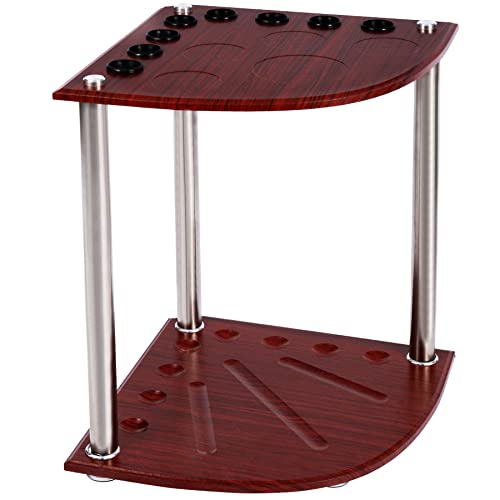 Corner Cue Rack- 8 Pool Stick Holder Floor Stand, Easy to Assemble Pool Cue Rack, OAK Material Cue Rack for Indoors or Outdoors,14.8"x14.8"x20.1"