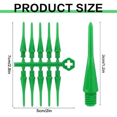 Foilswirl 60 Pcs 2ba Electronic Dart Tips Plastic Dart Tips - Universal Plastic Soft Tip Points - color: Green