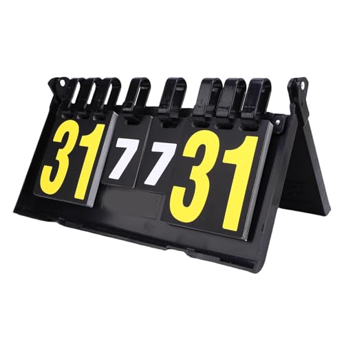 Dioche 4 Digit Flip Scoreboard Portable Tabletop Score Keeper for Table Tennis, Badminton & Sports Cardboard Tally with Secure Compact Folding Design