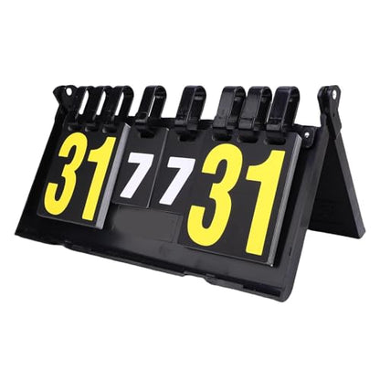 Dioche 4 Digit Flip Scoreboard Portable Tabletop Score Keeper for Table Tennis, Badminton & Sports Cardboard Tally with Secure Compact Folding Design