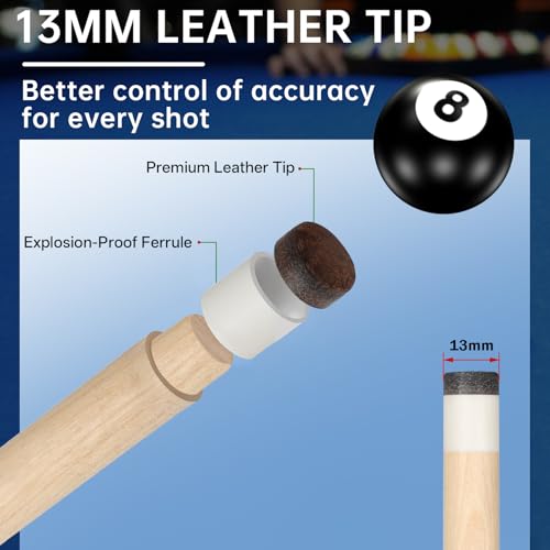 Pool Cues Set of 5/4/1, Pool Sticks for Adults 58 48 Inch 15 18 19 20 21oz Maple Wood Billiards Cue Sticks, for Professional Billiard Players Bars Home Hall Table Sport - color: 5 Sets (18 19 19 20 21oz)