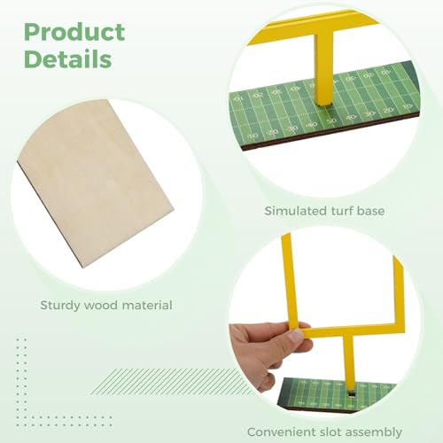 12 Pcs Football Goal Post Centerpieces, Wooden Sports Party Decorations, 4.33 x 3.94 in Vivid Yellow Goal Posts for Game Day Events, Celebrations, Desk Ornaments