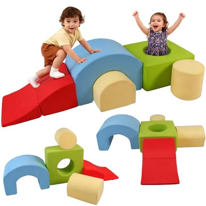 Climbing Toys for Toddlers 1-3 – 5 Pieces Soft Foam Indoor Play Blocks Set for Babies & Kids