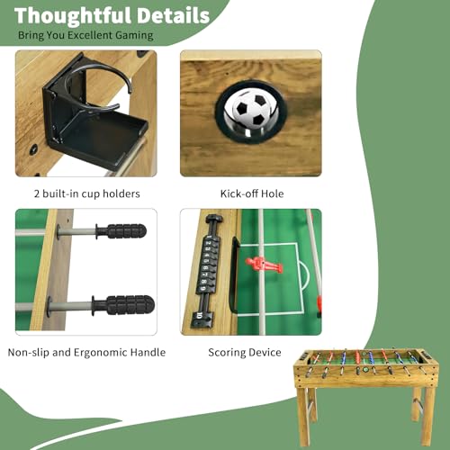 48 Inch Foosball Table, Football Arcade Soccer Game Table for Home, Office, Adult, and Kids